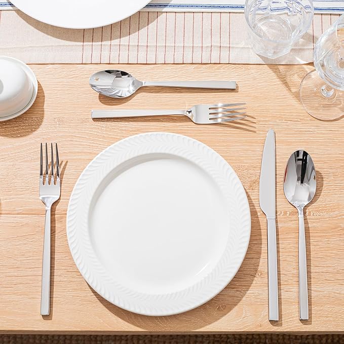 KINGSTONE Silverware Set, 40-Piece Flatware Cutlery Set Premium Stainless Steel, Service for 8, for Kitchen, Home, Wedding, Party, Mirror Polished and Dishwasher Safe