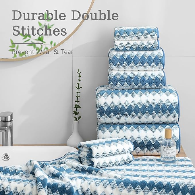 4 Piece Bath Towel Set Oversized Bath Sheet 35"x70" Bathroom Towel Extra Large Towel Set Soft Highly Absorbent & Quick Dry Premium Bath Sheet for Bathroom 600GSM Shower Towel Spa Gym Hotel,Blue