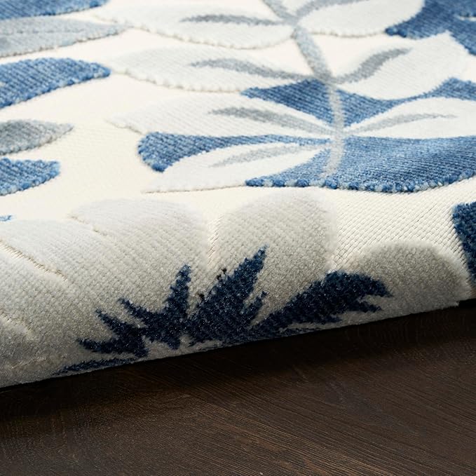 Nourison Home Suncoast Blue 2' x 6' Area Rug - Easy Clean, Non Shedding, Bed Room, Living Room, Dining Room, Kitchen (6' Runner)