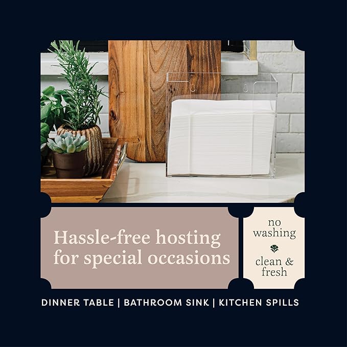 400-Pack BloominGoods Disposable Bathroom Napkins | Linen-Feel Guest Towels | Cloth-Like Hand Tissue Paper, White, 12" x 17"