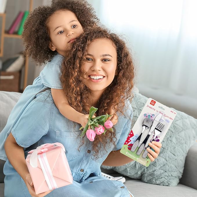 Lehoo Castle Kids Silverware, 6Pcs Toddler Utensils, Kids Utensils Includes Forks and Spoons, Knives, Toddler Silverware Stainless Steel (Insect)