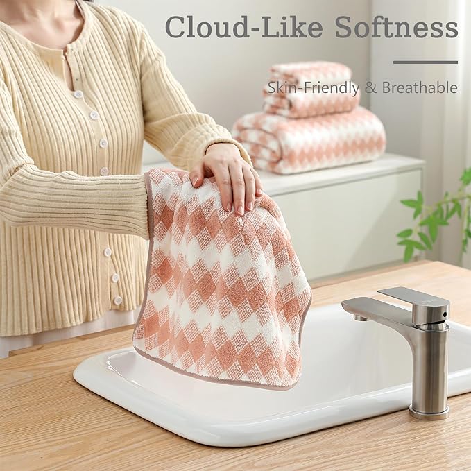 4 Piece Extra Large Bath Towel Set Oversized Bath Sheet 35"x70" Bathroom Towel Set Soft Highly Absorbent & Quick Dry Premium Bath Towel for Bathroom 600GSM Shower Towel Spa Gym Hotel,Peach