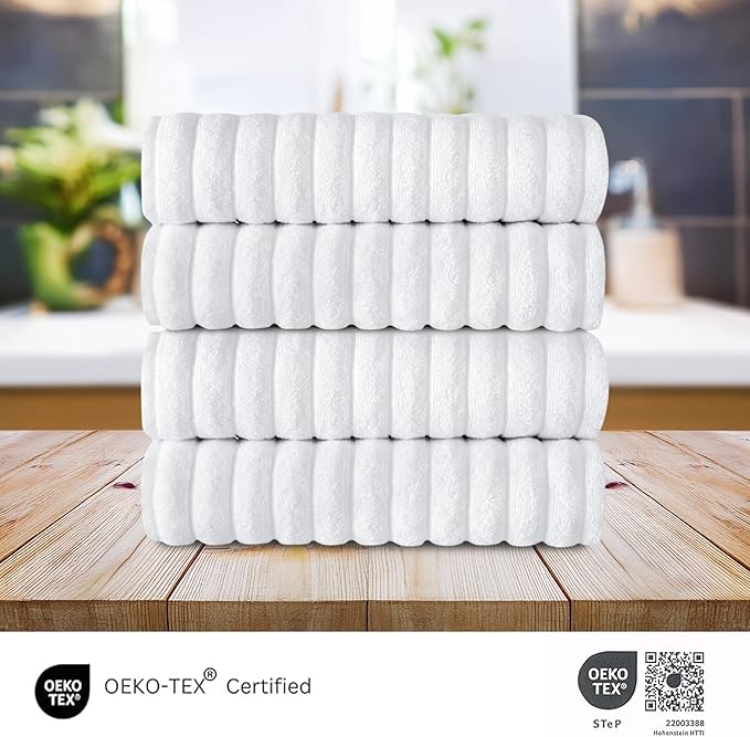 Classic Turkish Towels CTT Premium 4 Pack Bath Towels Set, Made with 100% Turkish Cotton, Spa & Hotel, Quick Drying Towels, Absorbent & Comfy | 27"x54" (White)
