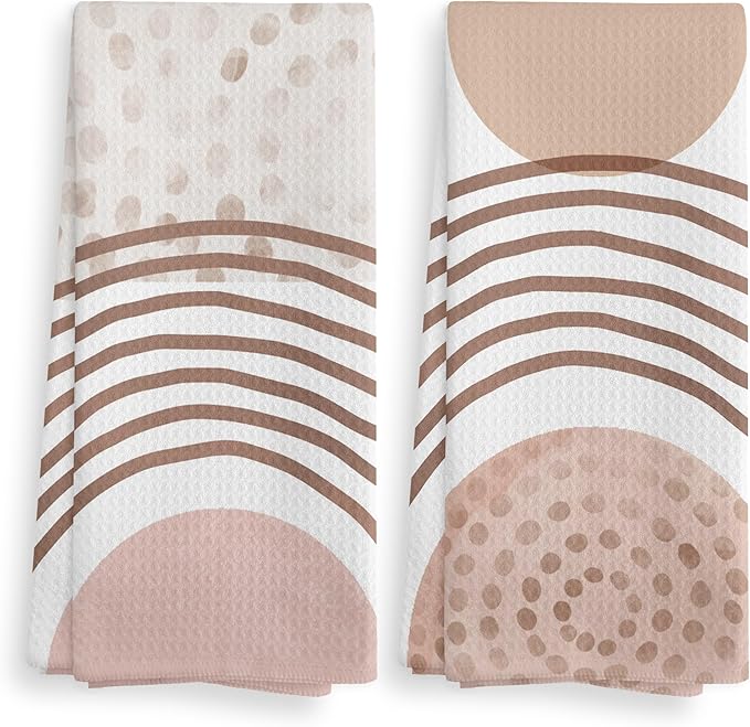 Boho Pink Kitchen Towels and Dishcloths Set of 2, Absorbent Hand Towels, Drying Cloth Hand Towels Tea Towels for Bathroom Kitchen, Gifts for Women Girls, 1624 Inches