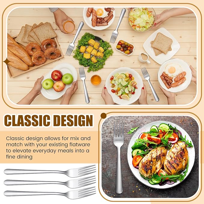 Minatee 200 Pcs Dinner Forks Bulk Set 8 Inches Stainless Steel Metal Forks Silverware Table Cutlery Mirror Polished Salad Flatware for Home Restaurant Kitchen