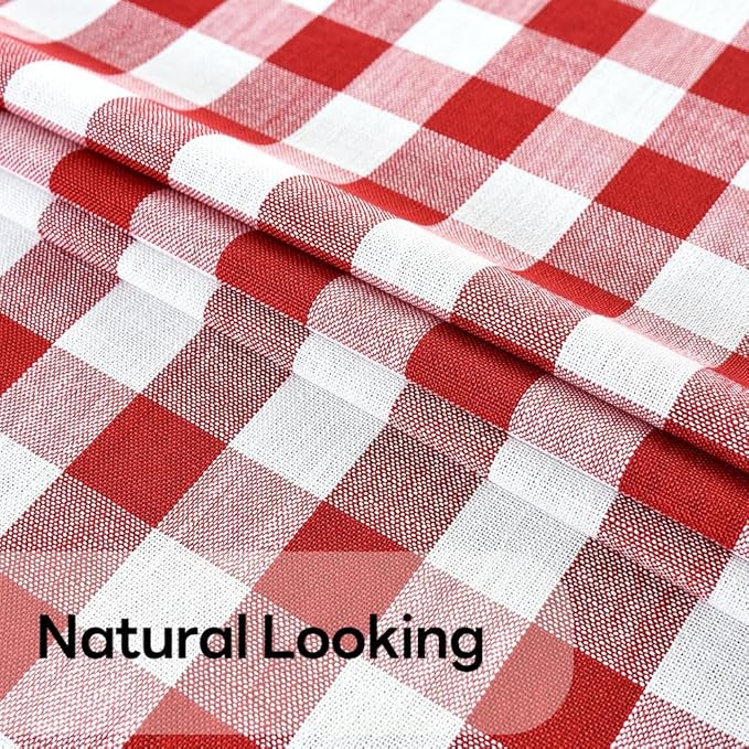 Gingham Tablecloth Rectangle Table Cloth Heavy Duty Cotton Checkered Table Cover for Spring Picnic Kitchen Dining(C-Red, 52x52 inch)