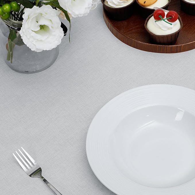 Easy-Going Faux Linen Waterproof Spill-Proof Tablecloth Stain Resistant Rectangle Table Cloth Wrinkle Free Decorative Fabric for Kitchen, Dining, Party, Weddings, Restaurants (52x70 in, Grey)
