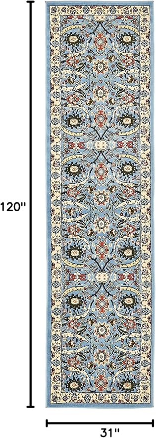 Unique Loom Espahan Collection Area Rug - Cape Cod (2' 7" x 10' Runner, Blue/ Black)