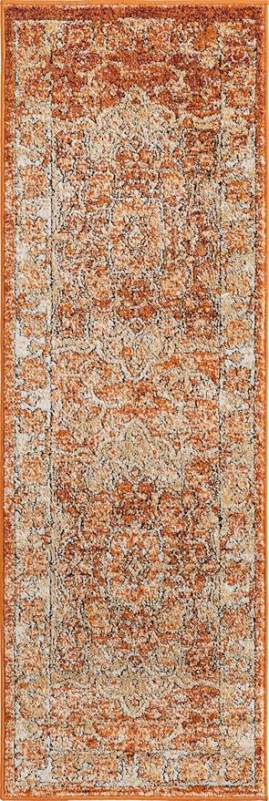 Unique Loom Isabella Collection Area Rug - Adjani (2' x 6' 1" Runner, Rust Red/ Black)