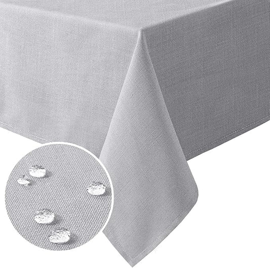 H.VERSAILTEX Linen Textured Table Cloths 60 x 60 Inch Premium Solid Tablecloth Spill-Proof Waterproof Table Cover for Dining Buffet Feature Extra Soft and Thick Fabric Wrinkle Free, Grey