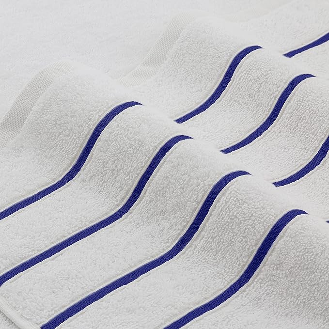 4 Packed White Bath Towel Set, 100% Turkish Cotton Bath Towels, 27x54 inTurkish Bath Towel Set for Bathroom, Oxford Blue