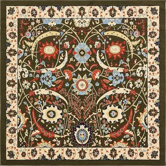 Unique Loom Espahan Collection Area Rug - Cape Cod (8'Square, Green/ Black)