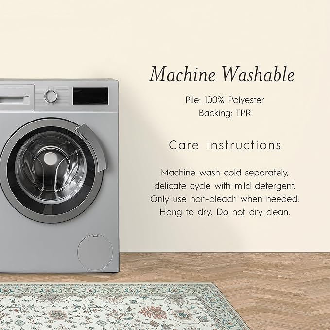 Laura Ashley Beige Aure Floral Machine Washable & Slip Resistant 2 Piece Set - 26" x 45" Accent Rug & 26" x60" Runner Rug