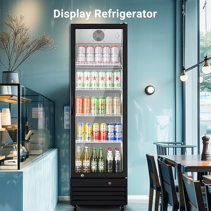 BODEGACOOLER Commercial Bar Refrigerator Glass Door,12.5 cu.ft Large Drink Fridge for Home Bar Office Beverage Refrigerator,Display Bar Cooler Fridge,Adjustable Shelves,Hold Beer,Soda Drinks,Wine