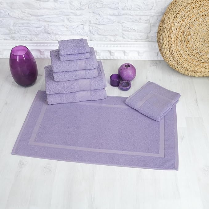 Towels Beyond - 8 Piece Luxury Towel Set, 100% Turkish Cotton, Includes 2 Bath Towels, 2 Hand Towels, 2 Washcloths & 2 Bath Mats, Highly Absorbent & Comfy Towels for Hotels & Spa | (Lilac)