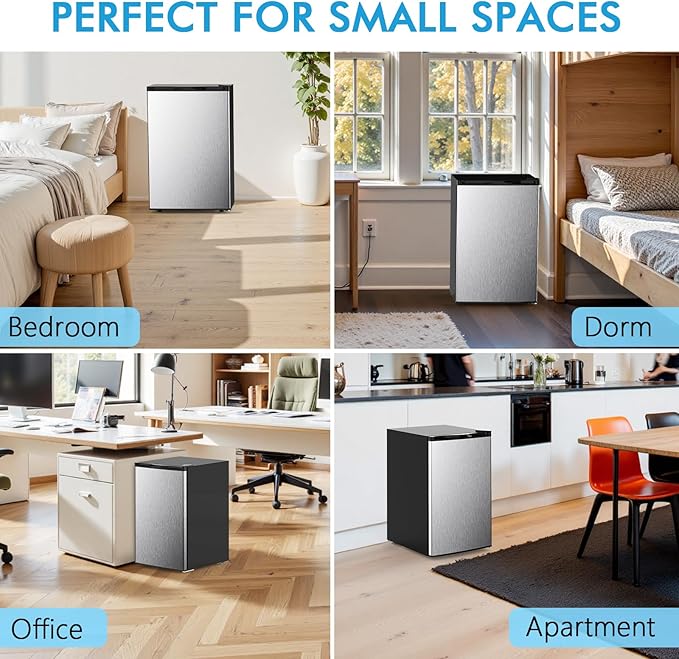 COWSAR 3.0 Cu.Ft Upright Freezer, Small Freezer Standing Deep Freezer with Adjustable Thermostat, Removable Shelves & Reversible Door, Fast Cooling for Office,Dorm,Apartment,Commerical