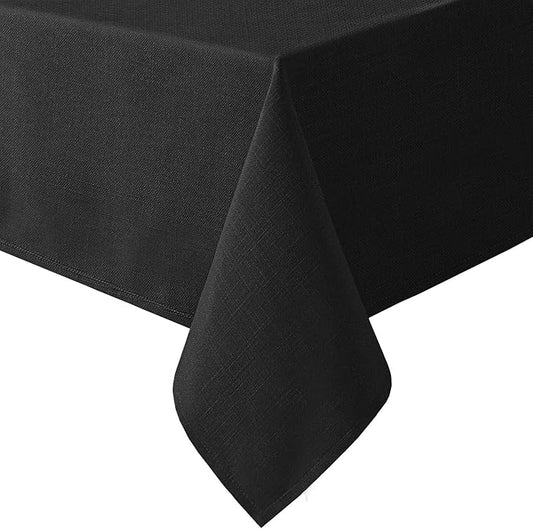 H.VERSAILTEX Linen Textured Table Cloths 54 x 54 Inch Premium Solid Tablecloth Spill-Proof Waterproof Table Cover for Dining Buffet Feature Extra Soft and Thick Fabric Wrinkle Free, Black