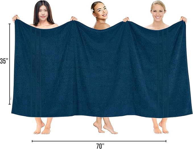 RIVERSIDE Pack of 2 Extra Large Bath Sheets 35 x 70 Inches - 100% Ring Spun Cotton Hotel Quality Oversized Bath Towels - Super Soft, Highly Absorbent & Quicker to Dry - Blue Opal