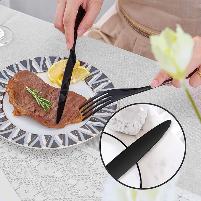 20 Pieces Black Silverware Set Service for 4,Modern 18/10 Stainless Steel Flatware Cutlery Set,Utensil Set for Home Restaurant Hotel,Mirror Polished,Dishwasher Safe