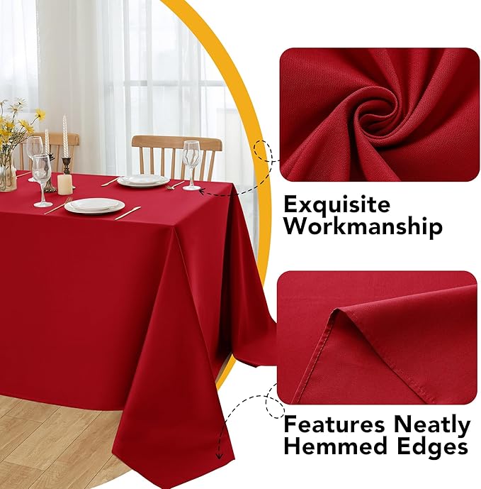10-Pack Red Tablecloths for Rectangle Tables, 70 x 108 Inches, Stain-Resistant Polyester Fabric for 6 Foot Tables - Washable Table Covers for Weddings, Banquets, Birthday Parties, Events
