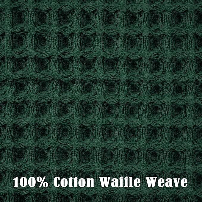 Jacquotha Waffle Hand Towels Set of 2 (Hunter-Green) – Cotton, Quick Dry, Lint Free, 13” x 29”, Christmas Bathroom Decor & Kitchen Towels