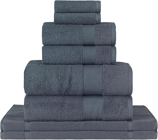 Towels Beyond - 8 Piece Luxury Towel Set, 100% Turkish Cotton, Includes 2 Bath Towels, 2 Hand Towels, 2 Washcloths & 2 Bath Mats, Highly Absorbent & Comfy Towels for Hotels & Spa | (Grey)