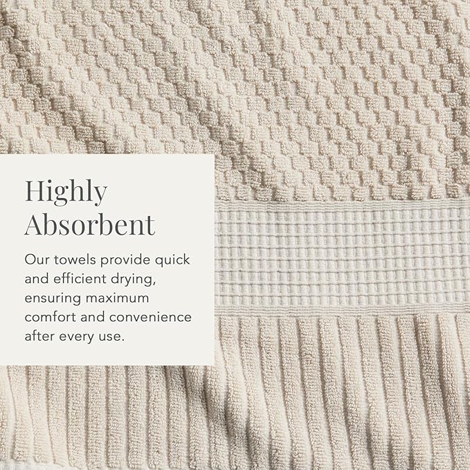 NY Loft 100% Cotton 2 Pack Bath Sheet Towel Set | Super Soft & Absorbent Quick-Dry Oversize Bath Towels |Textured and Durable Cotton | Sand