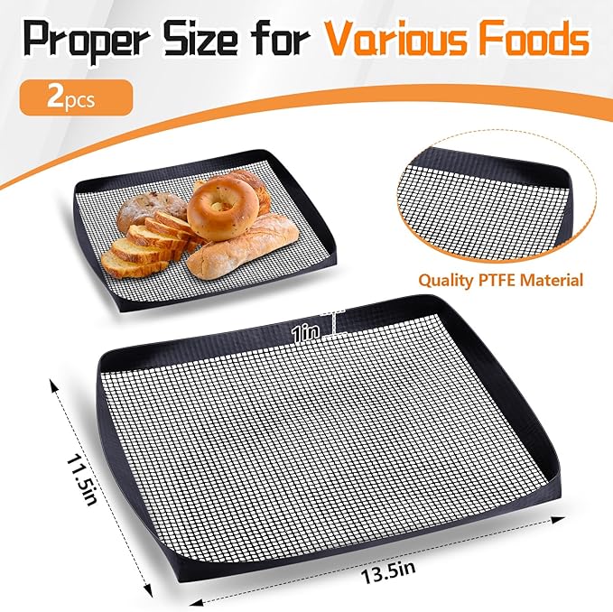 PTFE Solid Oven Basket Non Stick Cooking Basket Cooking Trays for Quick Oven Accessories Baking Chips Chicken Wings Bread Heating