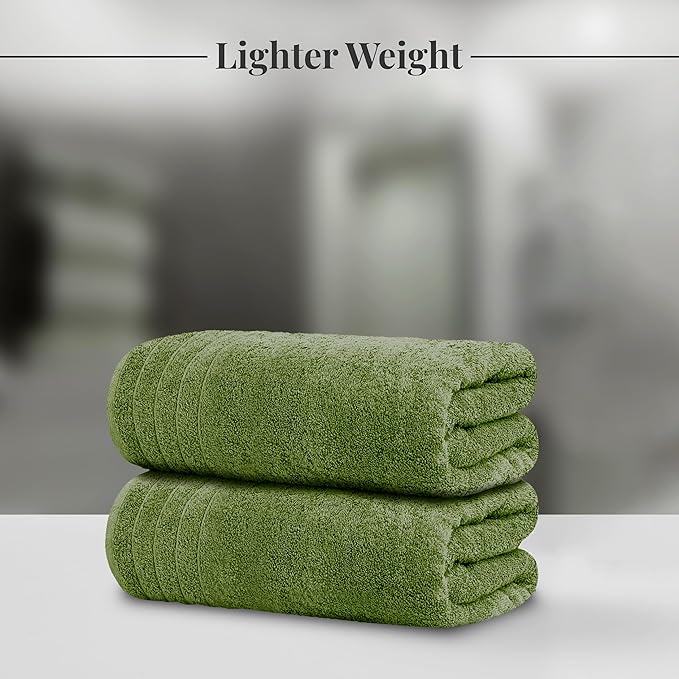 Tens Towels Pack of 8 Towels Set, 2 Extra Large Bath, 2 Hand, 4 Washcloths, 100% Cotton, Lighter Weight, Quicker to Dry, Super Absorbent, Perfect for Bathroom, Green