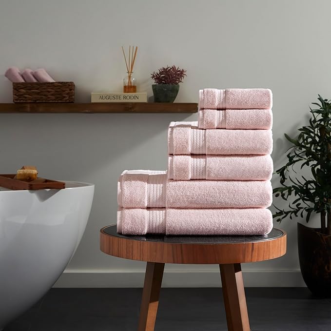 Ozdilek 6-Piece Bath Towel Set, 2 Bath, 2 Hand, 2 Wash100% Cotton Turkish Towels, 2 Bath Towels (30x60/550 GSM), 2 Hand Towels (16x30/575 GSM), 2 Washcloths (13x13/600 GSM) Towel Set (Mauve Pink)
