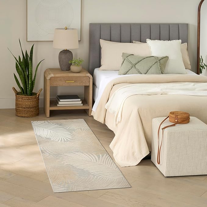 Nourison Home Suncoast Grey 2' x 6' Area Rug - Easy Clean, Non Shedding, Bed Room, Living Room, Dining Room, Kitchen (6' Runner)