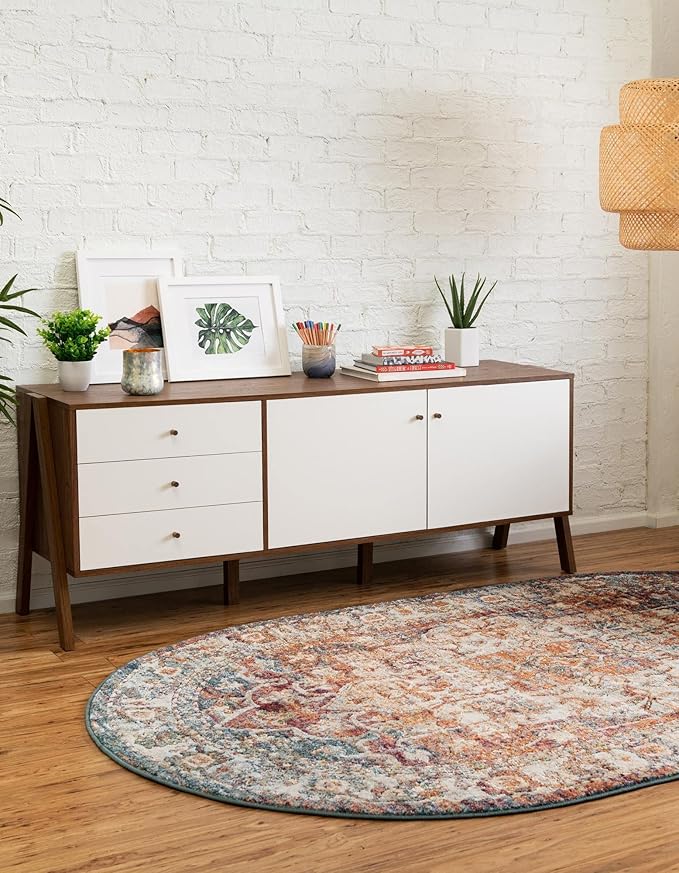 Unique Loom Isabella Collection Area Rug - Adjani (7' 10" x 10' Oval, Multi/ Beige)