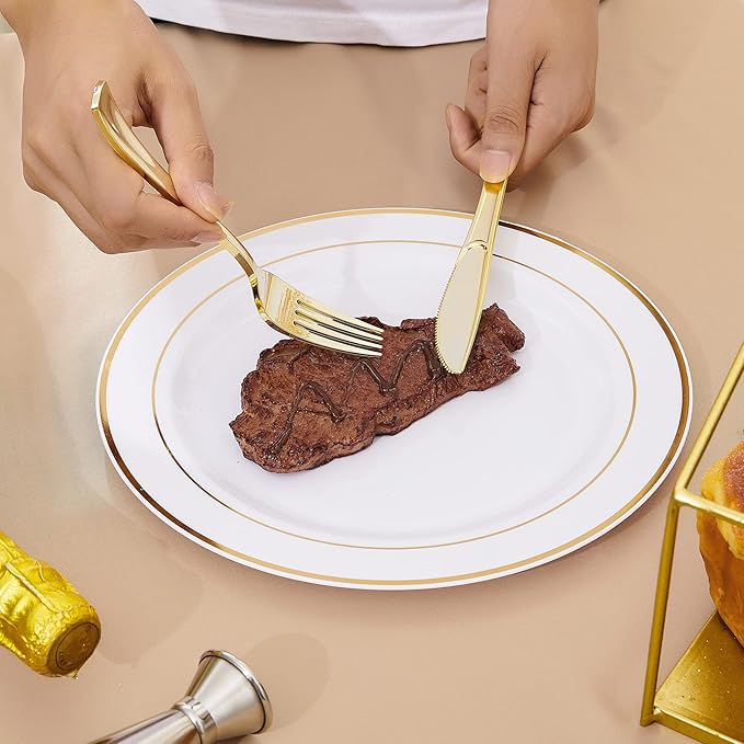 N9R 180PCS Gold Plastic Forks, Solid, Durable and Heavy Duty Plastic Forks, Perfect Utensils for Parties, Weddings and other Formal Events