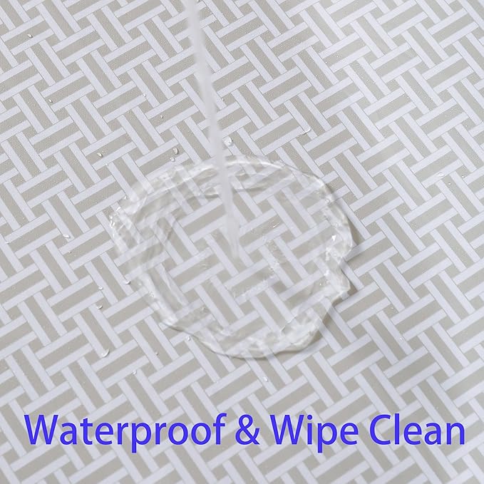 Walrus Heavy Duty Vinyl Tablecloth with Flannel Backing Waterproof Oil-Proof Plastic Table Cloth Stain-Resistant Wipeable Rectangle or Square Table Cover for Indoor and Outdoor (Weaving, 60X84 Inch)