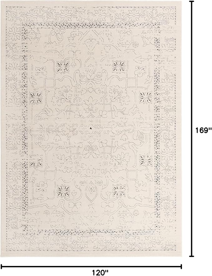 Unique Loom Isabella Collection Area Rug - Adjani (10'x 14' 1" Rectangle, White/ Blue)