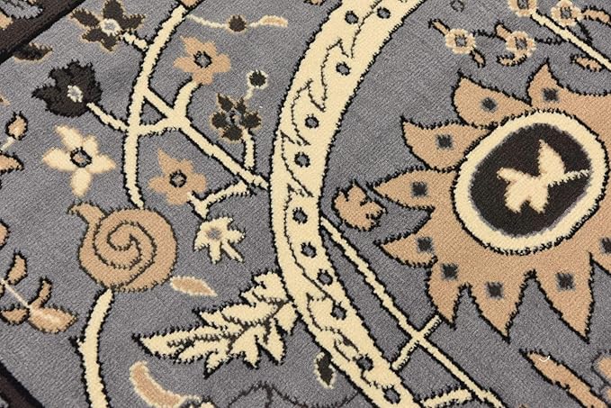 Unique Loom Espahan Collection Area Rug - Cape Cod (7' 10" Square, Dark Gray/ Black)