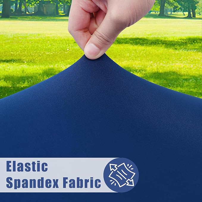 Round Spandex Tablecloth, Elastic Fitted Waterproof Tablecloths for 31"-35" Tables, Stretch Washable Picnic Table Cover for Camping, Dining, Indoor and Outdoor, Navy