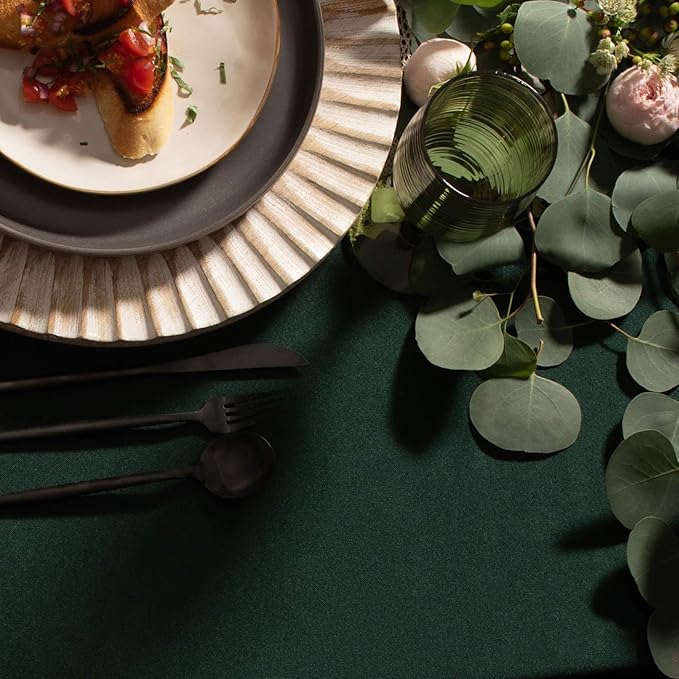 Gee Di Moda Rectangle Tablecloth - 60 x 126 Inch Hunter Green Table Cloth for 8 Foot Rectangle Tables - Heavy Duty Washable Fabric - for Holiday Party, Dinner, Weddings, Baby Shower & Events