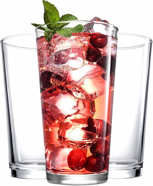 Drinking Glasses Set 17 OZ. Highball Glass Cups, Juice, Cocktails, Wine, Iced Tea, Bar Glass. Dishwasher Safe. (Set of 10) Beer Glasses