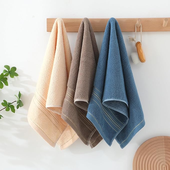 2 Pack Hand Towels for Bathroom - 100% Cotton Decorative Soft & Highly Absorbent Towel Set for Face, Spa, Gym, Kitchen, Hotel, 13x30 Inch (Blue - 2 Pack)