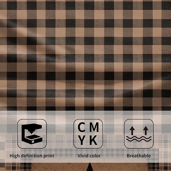 Vintage Western Texas Star Hand Towels for Bathroom Set of 2, Primitive Black Brown Decorative Buffalo Plaid Farmhouse Small Bath Towel Kitchen Dish Guest Towel for Home Spa Hotel 14.4 x 28.3 Inch