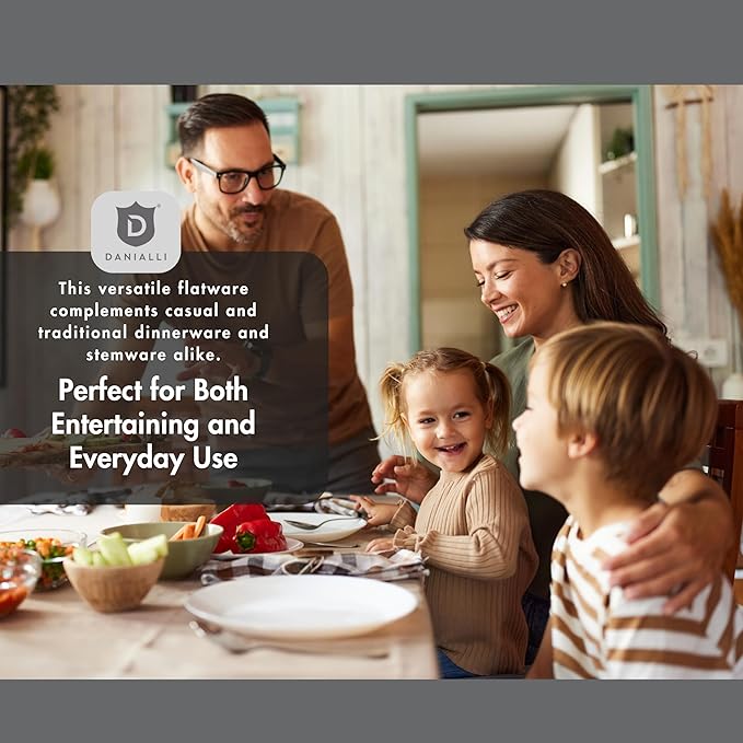 Engraved Silverware Set for 12 | 18/10 Stainless Steel Flatware with Mirror Finish and Engraved Handles | Heavy-Duty, Dishwasher Safe, Built to Last (60-Piece, Mezzano Engraved)