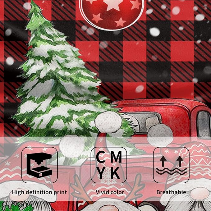 Imiss Merry Christmas Hand Bath Towels 2 Pcs Gnome Truck Xmas Tree Red Black Buffalo Plaid Kitchen Dish Towels for Holiday Decor Bathroom Hotel Gym Spa