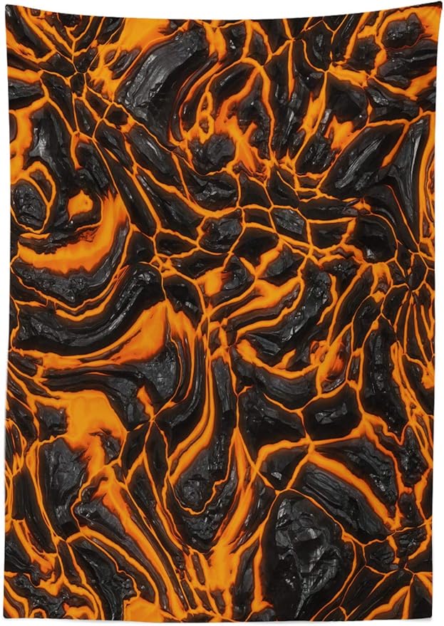 Ambesonne Volcano Tablecloth, Vibrant Lava Flow Texture Image Combustion Dangerous Molten Magma, Dining Room Kitchen Rectangular Table Cover, 52" X 70", Charcoal Grey