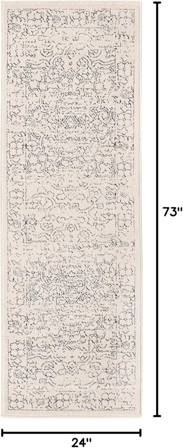 Unique Loom Isabella Collection Area Rug - Adjani (2' x 6' 1" Runner, White/ Blue)