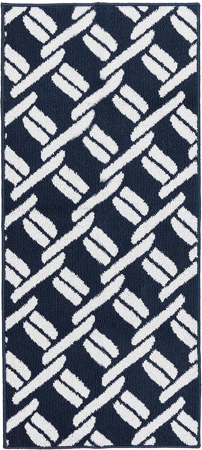 Nautica – Runner Rug | Indoor Runners for Hallways and Entry Rugs| Non-Slip and Non-Skid Entry and Kitchen Door Mat| Machine Washable Entryway Carpet Rugs |26” x 60” |Chain Navy