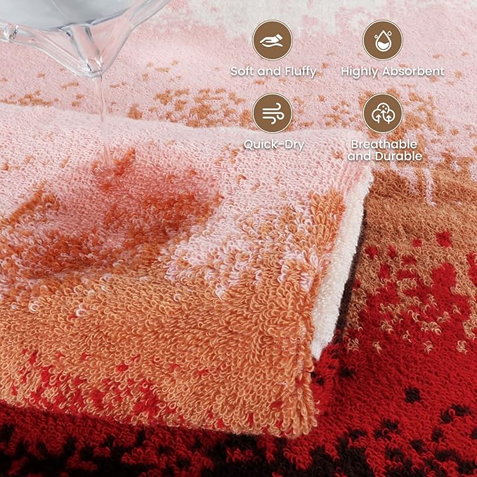 SEMAXE 4-Pack Luxury Bath Towels for Bathroom, 100% Cotton, Soft, Absorbent, and Quick-Drying, 55"x27", Plum Garden, Perfect for Hotels, Gyms, and Spas