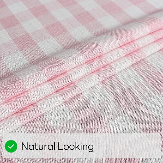 Gingham Table Cloth for Rectangle Tables Pink Checkered Plaid Tablecloth Heavy Duty Cotton Blend Washable & Wrinkle Table Cover for Outdoor Kitchen Dining Picnic Camping (52x120 Inch)