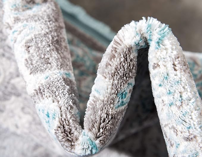 Unique Loom Traditional Classic Intricate Design with Distressed Vintage Detail, Area Rug, 4' 0" x 6' 0", Blue/Gray