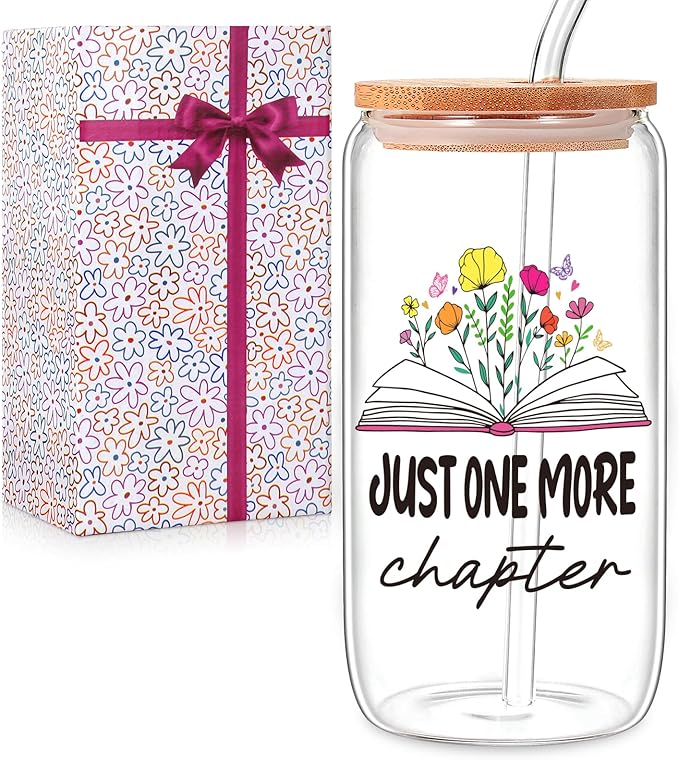 Christmas Gifts For Readers Book Lovers Birthday Gift For Bookworms, Book Club Gifts Nerd Friends Librarian Appreciation 16 Oz Coffee Glass